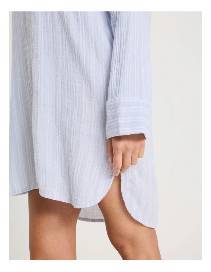 Divine Cheesecloth Oversized Night Shirt in Soft Blue Stripe image 6