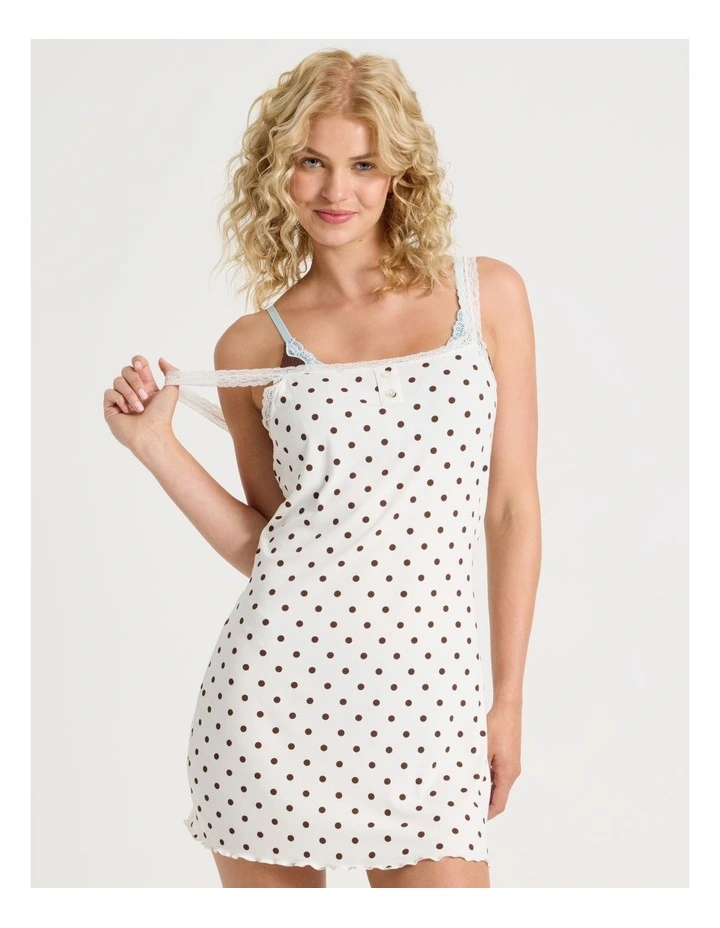 Lola Frill & Lace Chemise in Chocolate Spot Print image 1