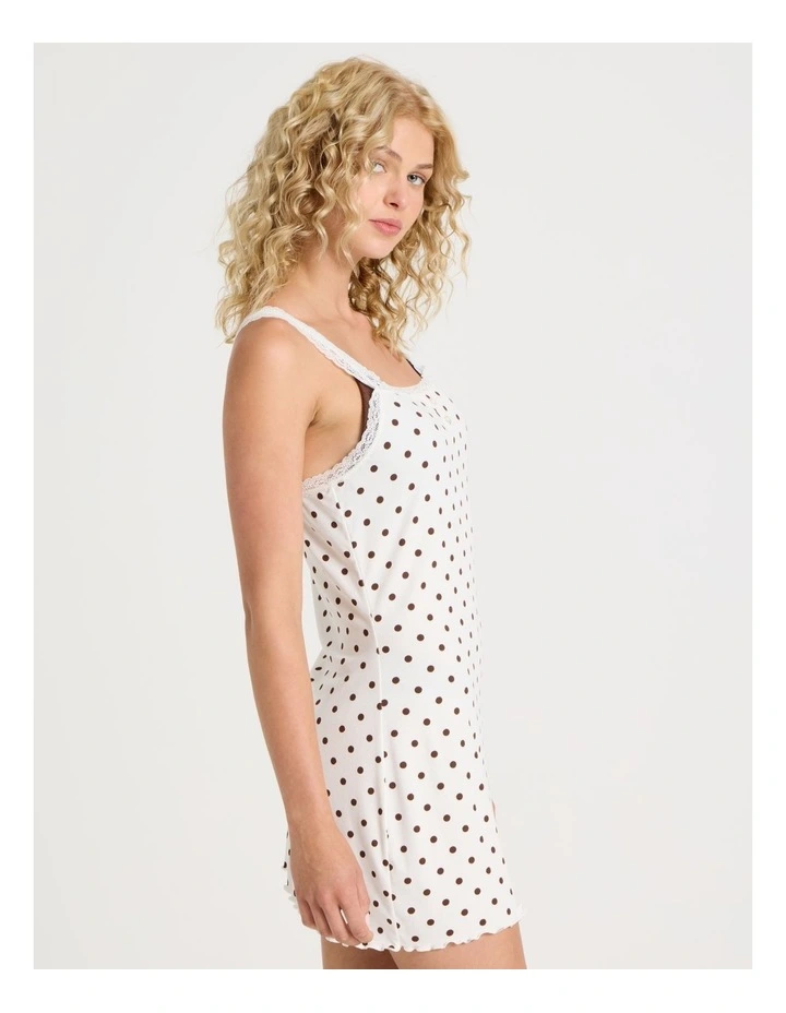 Lola Frill & Lace Chemise in Chocolate Spot Print image 4