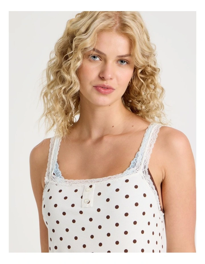 Lola Frill & Lace Chemise in Chocolate Spot Print image 5