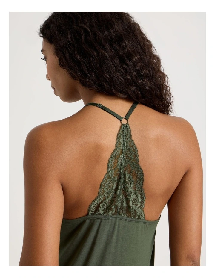 Pure Comfort Lace Trim Halter Long Chemise in Olive image 10