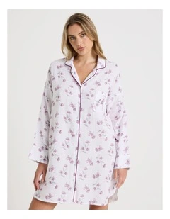 Divine Cheesecloth Oversized Night Shirt in Embroidered Floral Print