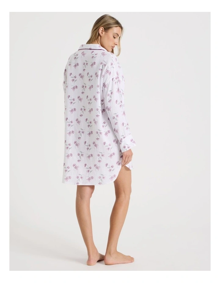 Divine Cheesecloth Oversized Night Shirt in Embroidered Floral Print image 5
