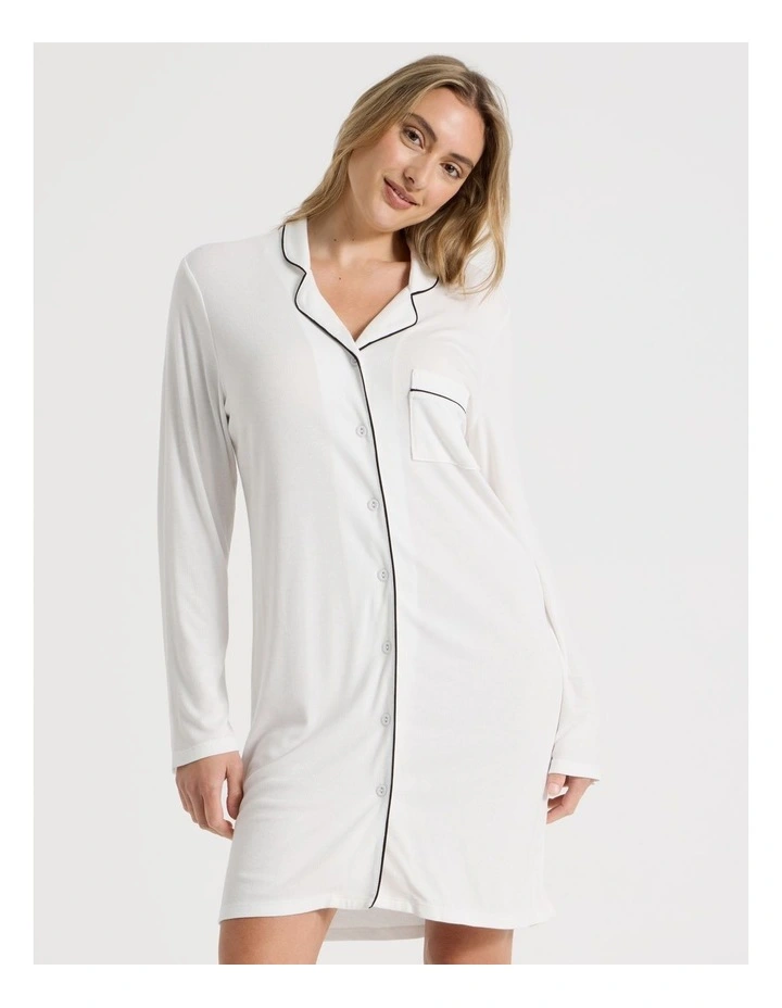 Pure Comfort Rib Nightshirt in Ivory image 1