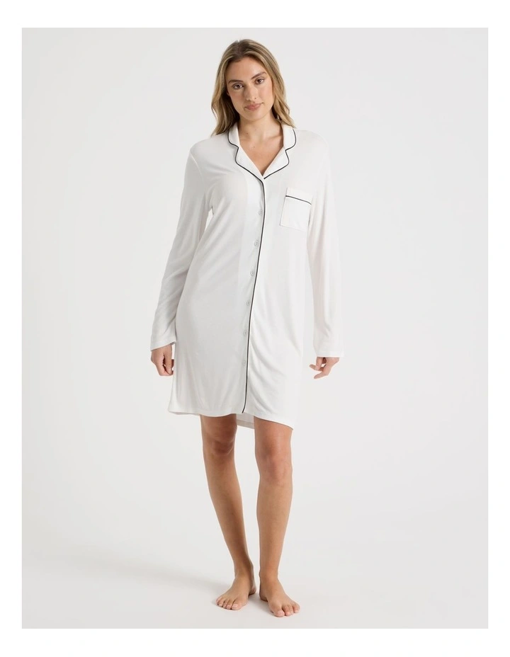 Pure Comfort Rib Nightshirt in Ivory image 2