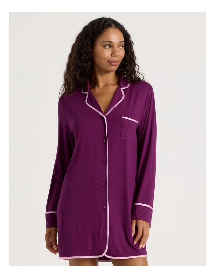 Pure Comfort Binding Nightshirt in Magenta image 2