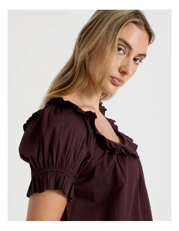Divine Frill Short Nightie in Burnt Fig image 3