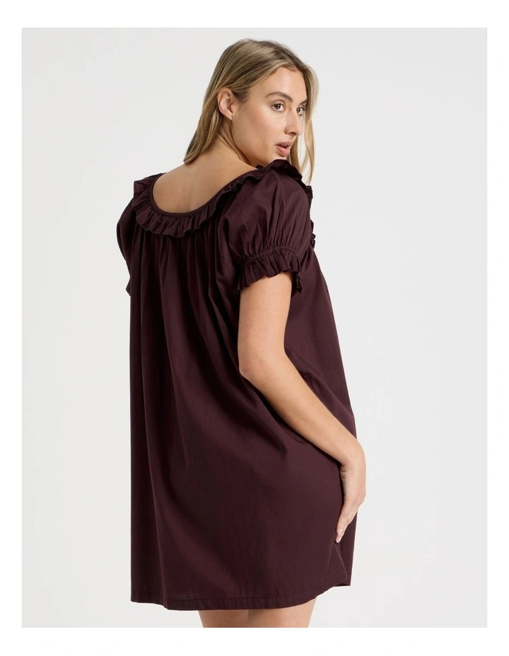 Divine Frill Short Nightie in Burnt Fig image 4