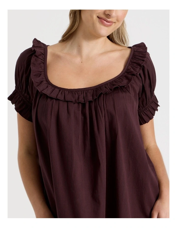 Divine Frill Short Nightie in Burnt Fig image 5