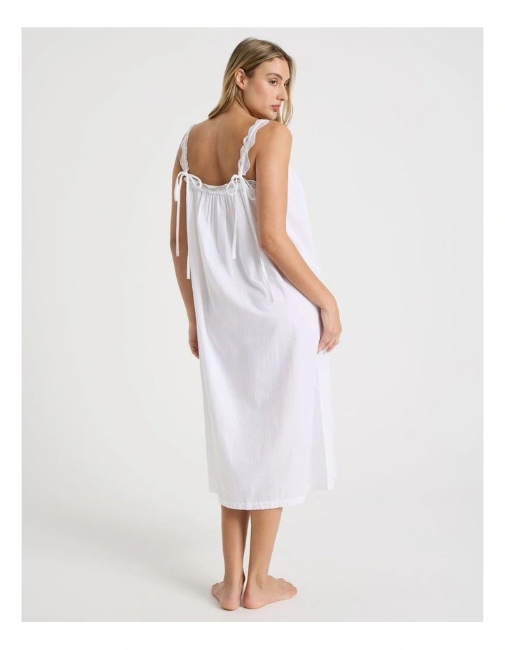 Divine Cotton & Lace Long Chemise in White image 5