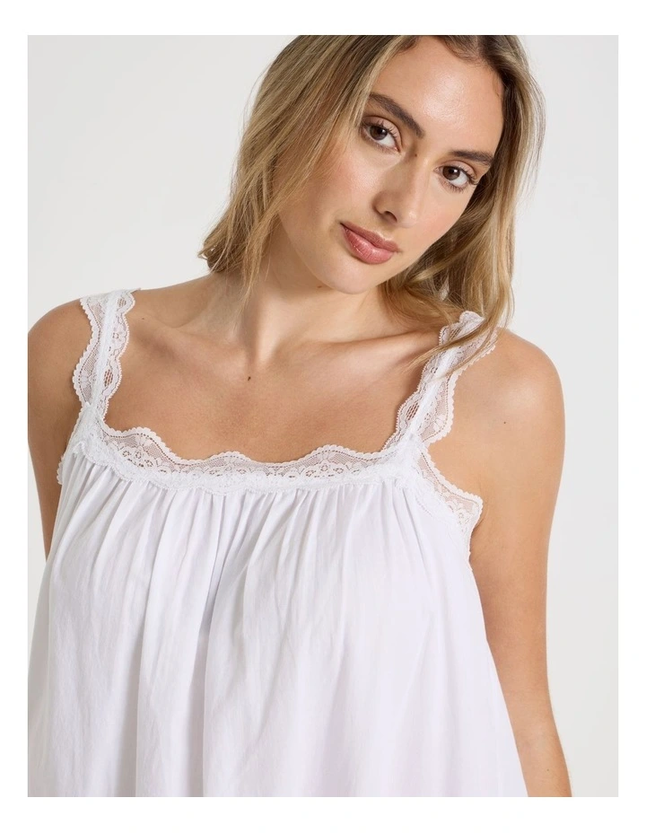 Divine Cotton & Lace Long Chemise in White image 6