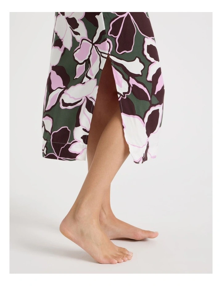Serene Viscose Twill Pintuck Long Chemise in Outline Floral Print image 4