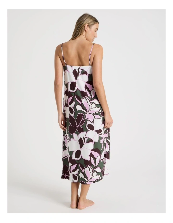 Serene Viscose Twill Pintuck Long Chemise in Outline Floral Print image 6