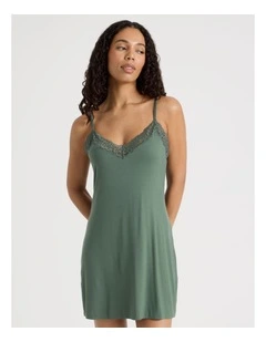 Pure Comfort Lace Short Chemise in Olive