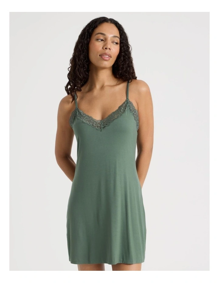 Pure Comfort Lace Short Chemise in Olive image 1