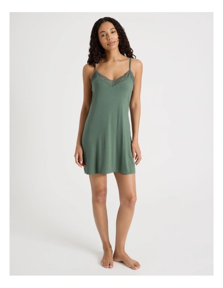 Pure Comfort Lace Short Chemise in Olive image 2