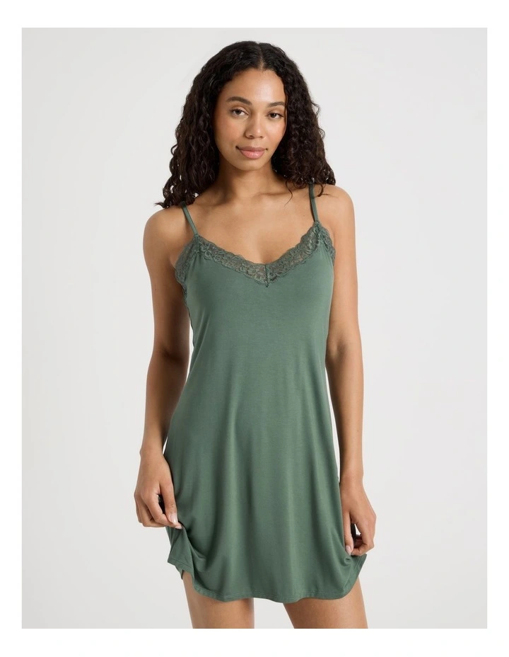 Pure Comfort Lace Short Chemise in Olive image 4
