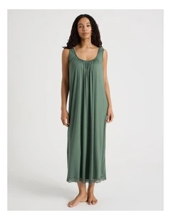 Pure Comfort Lace Long Chemise in Olive