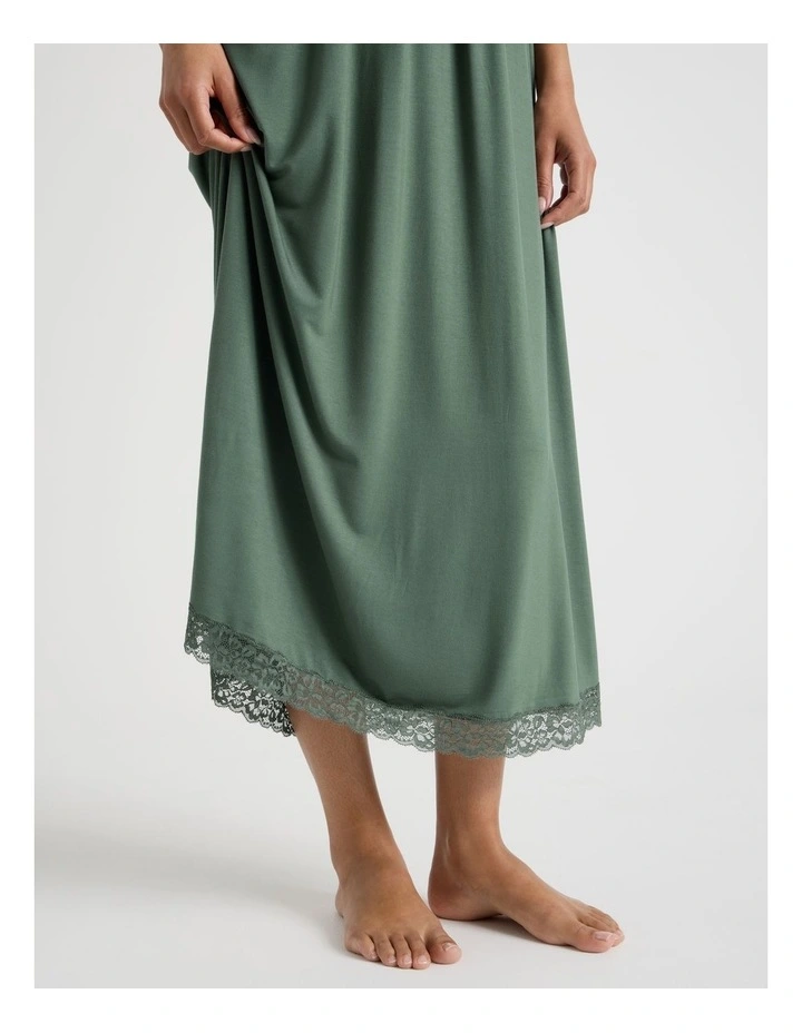 Pure Comfort Lace Long Chemise in Olive image 2