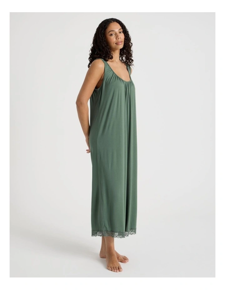 Pure Comfort Lace Long Chemise in Olive image 3