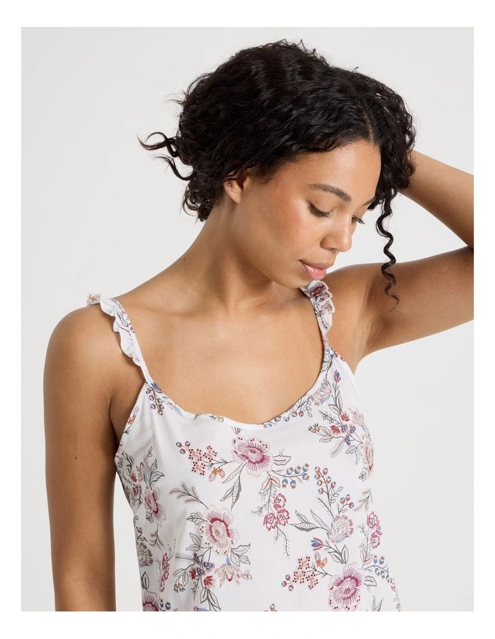 Serene Viscose Frill Long Chemise in Foliage Print image 3