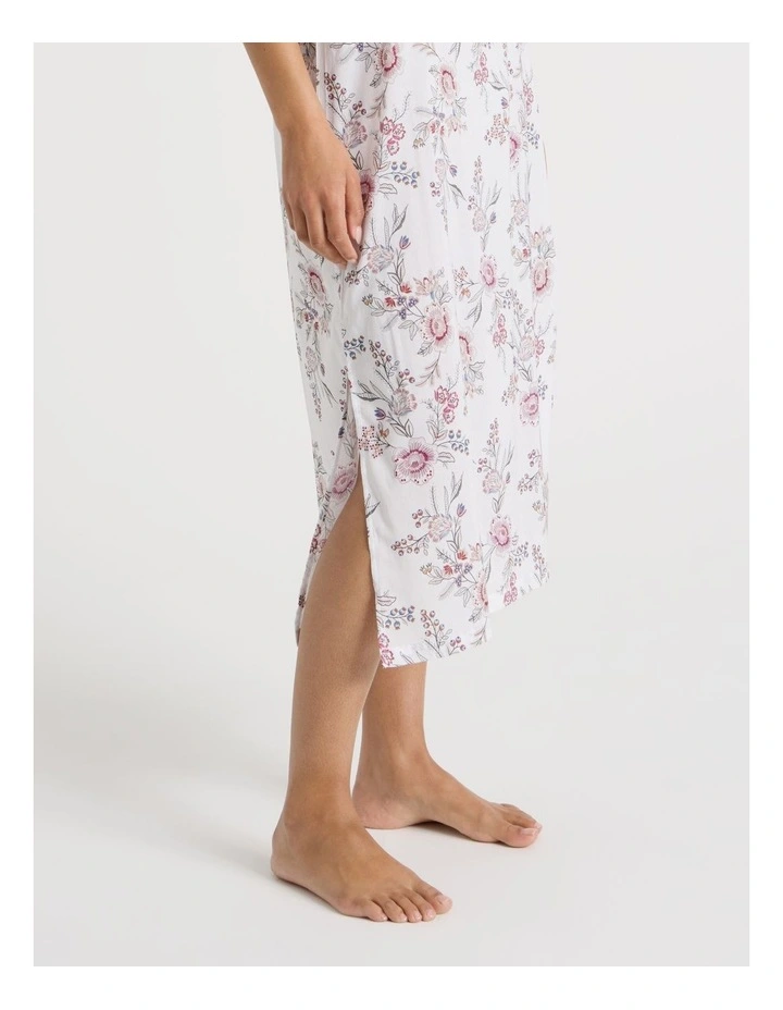 Serene Viscose Frill Long Chemise in Foliage Print image 4