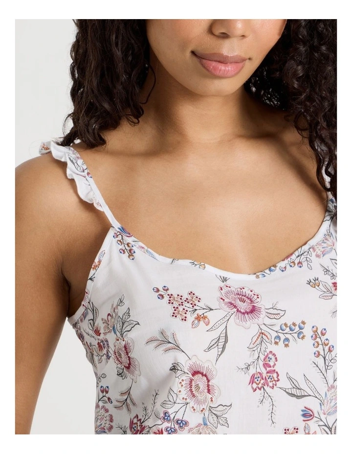 Serene Viscose Frill Long Chemise in Foliage Print image 5
