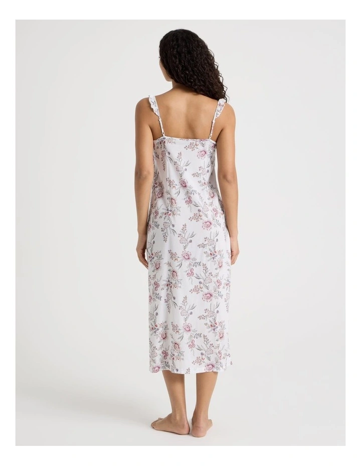 Serene Viscose Frill Long Chemise in Foliage Print image 6