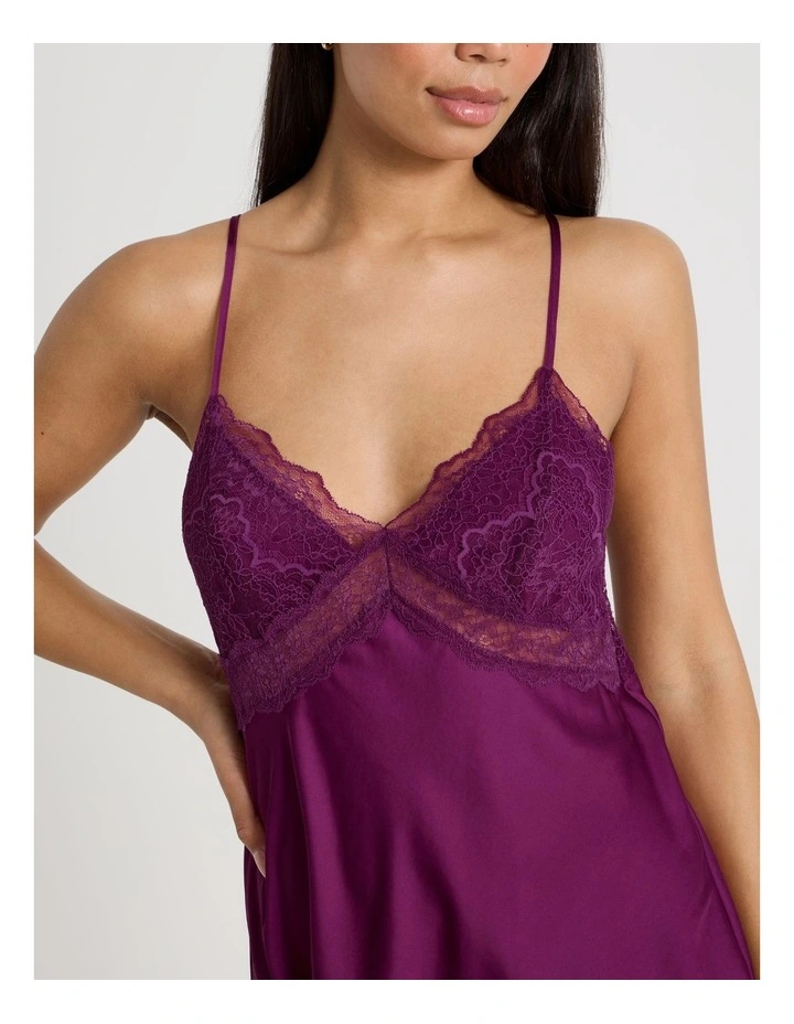 Luxe Satin Lace Bodice Chemise in Berry image 4