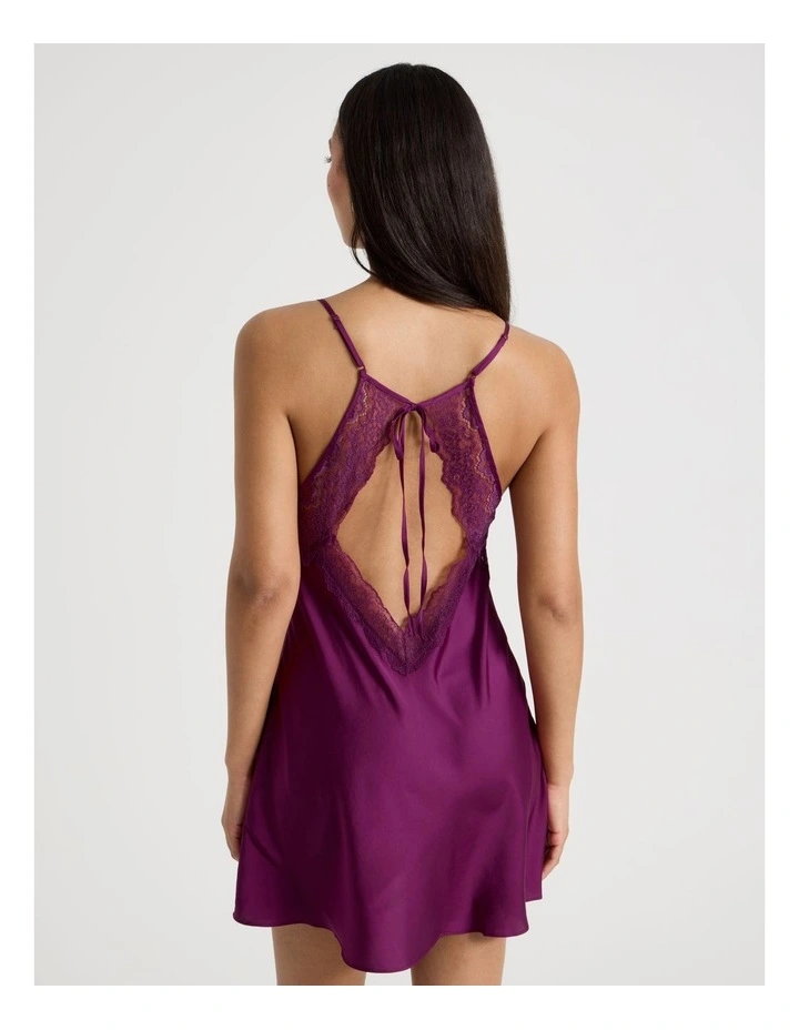 Luxe Satin Lace Bodice Chemise in Berry image 6