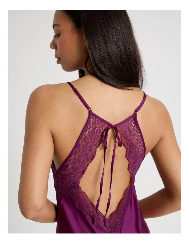 Luxe Satin Lace Bodice Chemise in Berry image 7