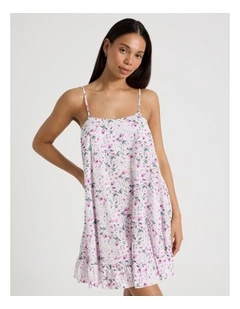 Serene Viscose Frill Panel Chemise in Ditsy Floral Print