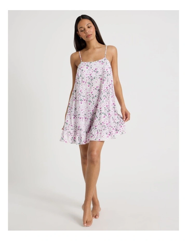 Serene Viscose Frill Panel Chemise in Ditsy Floral Print image 2