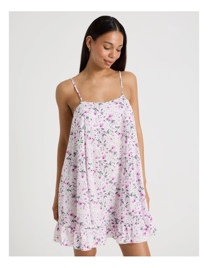 Serene Viscose Frill Panel Chemise in Ditsy Floral Print image 3