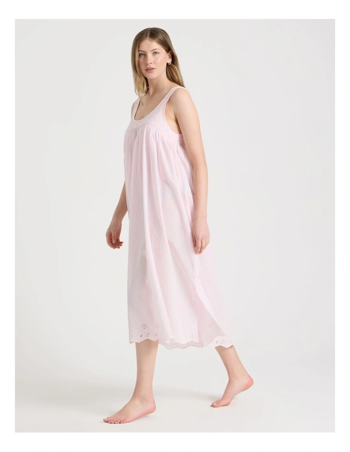 Divine Cotton Broderie Long Nightie in Soft Pink image 3