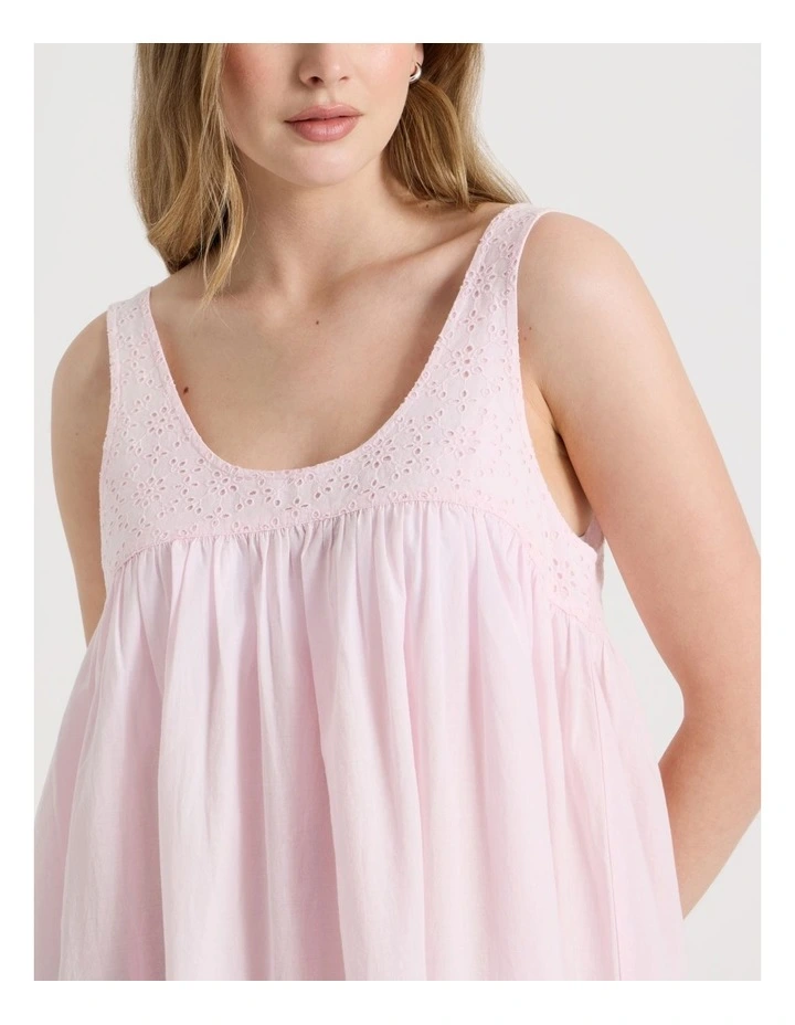 Divine Cotton Broderie Long Nightie in Soft Pink image 6