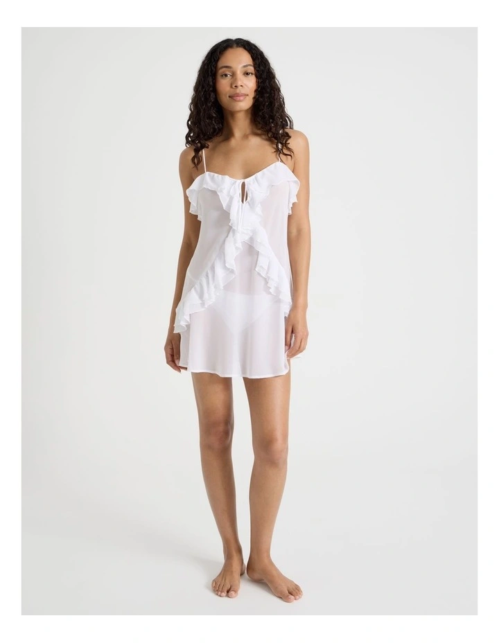 The Vow Chiffon Sheer Frill Chemise in Ivory image 1