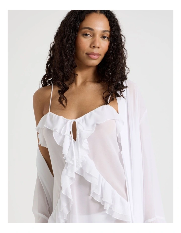 The Vow Chiffon Sheer Frill Chemise in Ivory image 2
