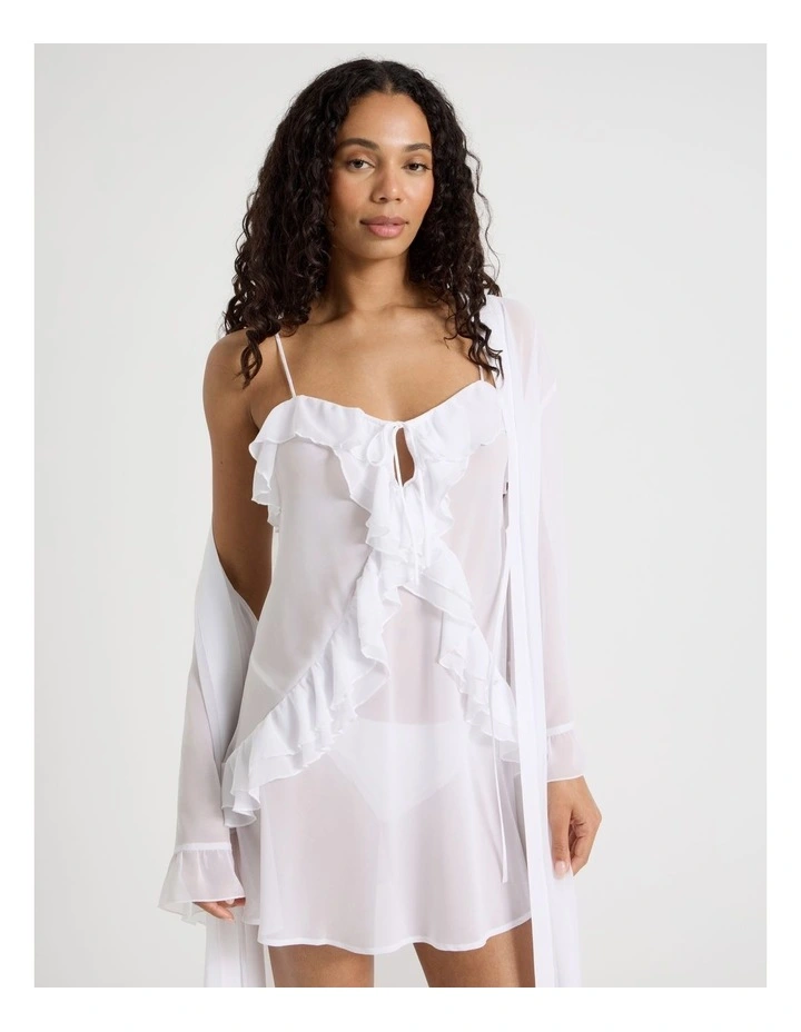 The Vow Chiffon Sheer Frill Chemise in Ivory image 3