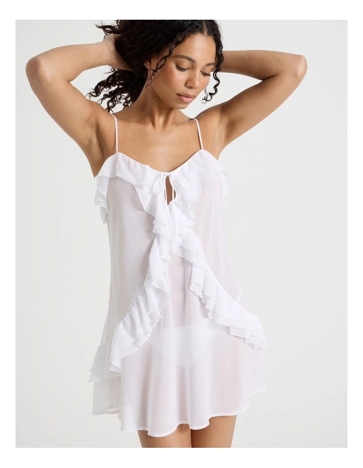 The Vow Chiffon Sheer Frill Chemise in Ivory image 5