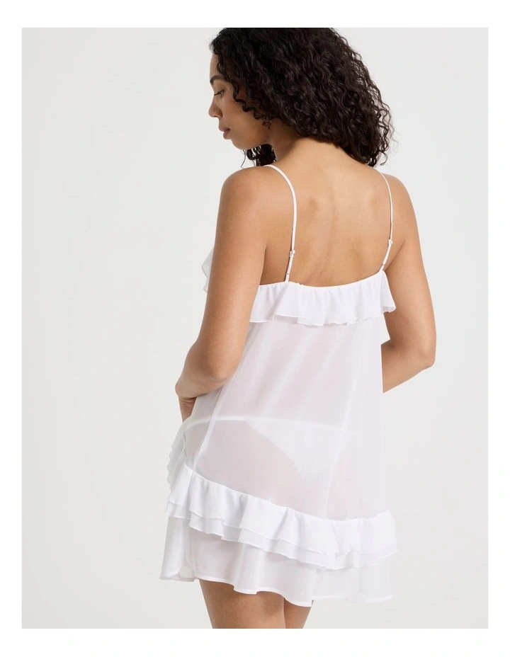 The Vow Chiffon Sheer Frill Chemise in Ivory image 6