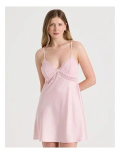 Luxe Satin Lace Bodice Chemise in Soft Pink