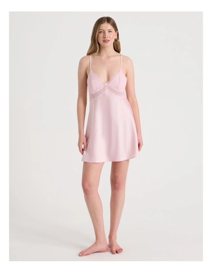 Luxe Satin Lace Bodice Chemise in Soft Pink image 2