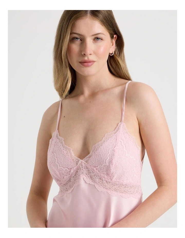 Luxe Satin Lace Bodice Chemise in Soft Pink image 3