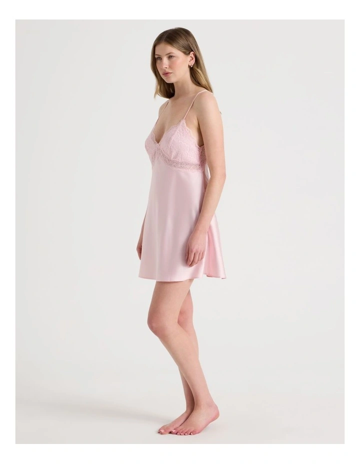 Luxe Satin Lace Bodice Chemise in Soft Pink image 4