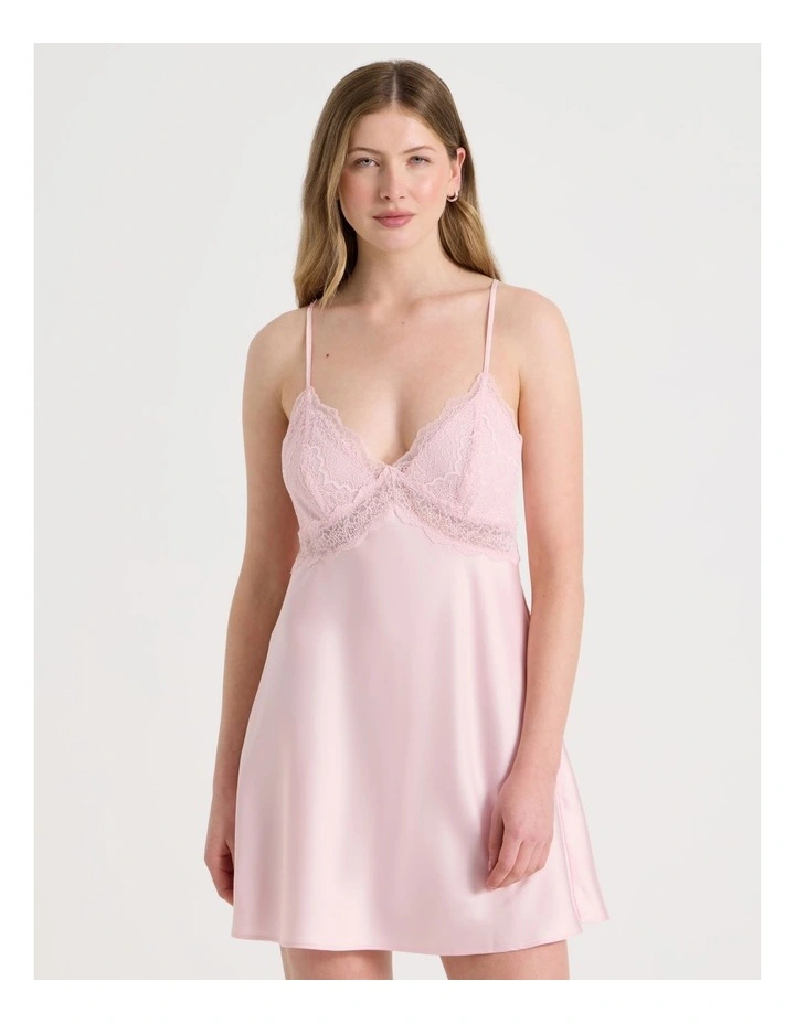 Luxe Satin Lace Bodice Chemise in Soft Pink image 5