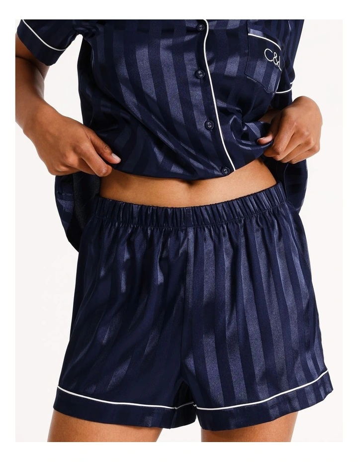 Jacquard Stripe Satin PJ Set in Navy image 6
