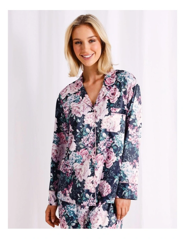 Luxe Satin Long Sleeve Pyjama Set in Floral image 2