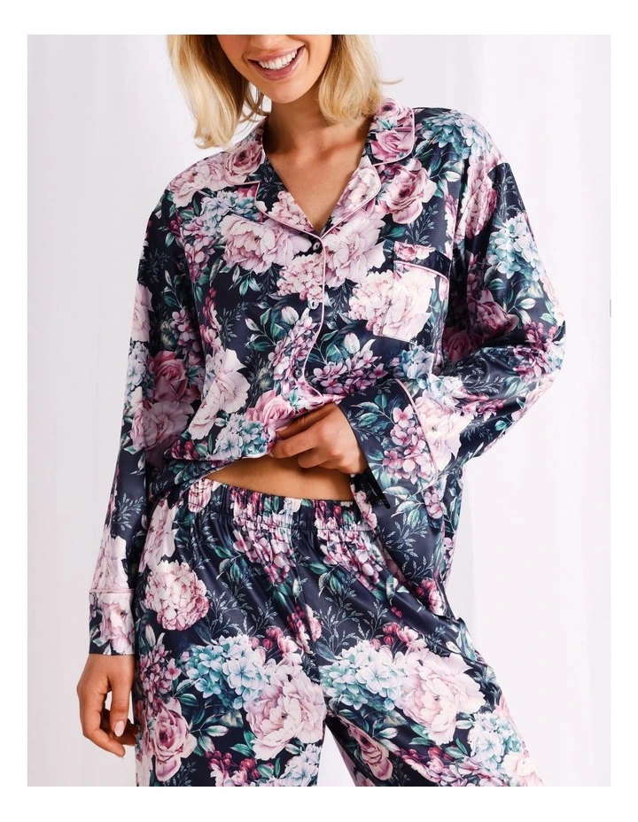 Luxe Satin Long Sleeve Pyjama Set in Floral image 3