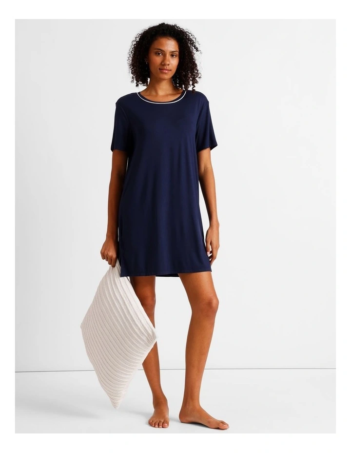 Pure Comfort Short Sleeve Nightie in Navy image 1